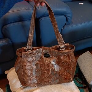 Sag Harbor Brown Faux Snake Skin w/ Silver Hardware Women's Handbag Purse